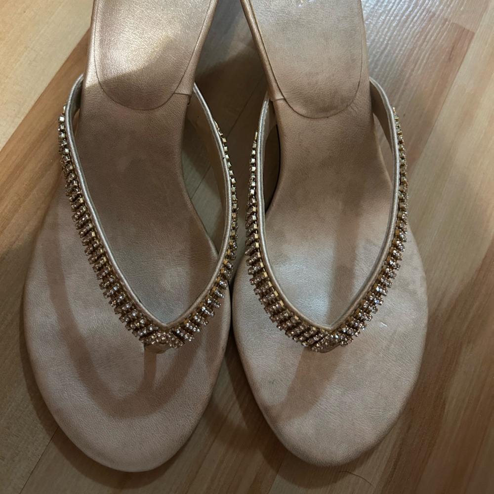 Mixit Gold Rhinestone Sandals - size 8